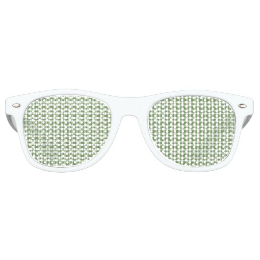 Groen Witte Geruite Patroon Retro Zonnebril (Voorkant)