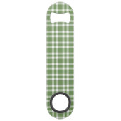 Groen Witte Geruite Patroon Speed Flessenopener (Achterkant)