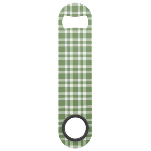 Groen Witte Geruite Patroon Speed Flessenopener (Voorkant)