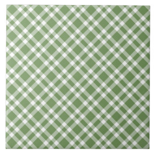 Groen Witte Geruite Patroon Tegeltje