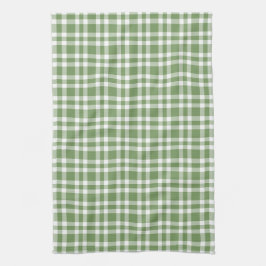 Groen Witte Geruite Patroon Theedoek