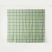 Groen Witte Geruite Patroon Wandkleed (Voorkant (horizontaal))