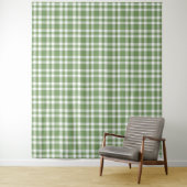 Groen Witte Geruite Patroon Wandkleed (In situ)