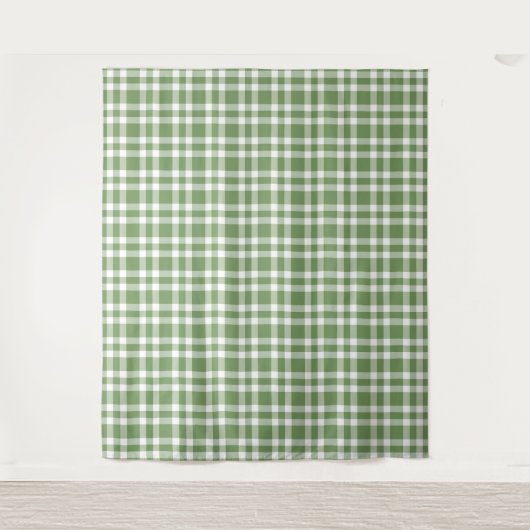 Groen Witte Geruite Patroon Wandkleed (Voorkant)