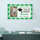 Groen Witte Geruite Schoolkleuren Afstuderen Spandoek (Beurs)