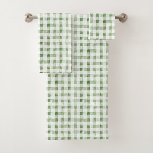 Groen Witte Geruite Strepen Bad Handdoek (Insitu)