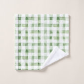 Groen Witte Geruite Strepen Bad Handdoek (Wasdoekje)