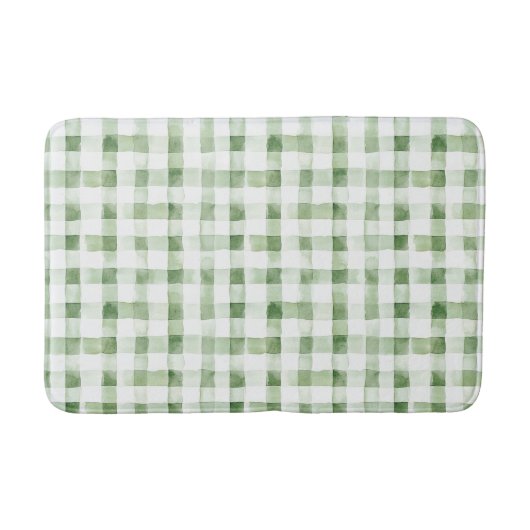 Groen Witte Geruite Strepen Badmat (Voorkant)