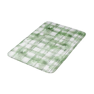 Groen Witte Geruite Strepen   Badmat