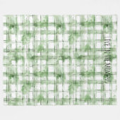 Groen Witte Geruite Strepen Fleece Deken (Voorkant (Horizontaal))