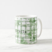 Groen Witte Geruite Strepen Koffiemok (Voorkant rechts)