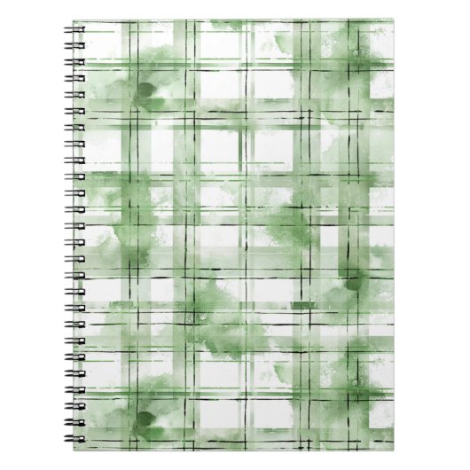 Groen Witte Geruite Strepen Notitieboek (Voorkant)