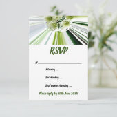 Groen Witte Gestreepte Bloemrijke RSVP Kaart (Staand voorkant)