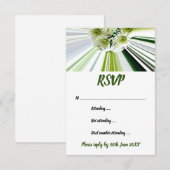Groen Witte Gestreepte Bloemrijke RSVP Kaart (Voorkant / Achterkant)