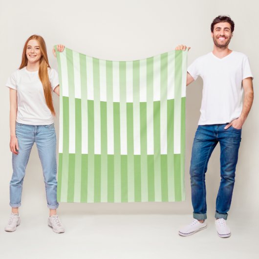Groen Witte Gestreepte Patroon Fleece Deken (In situ)
