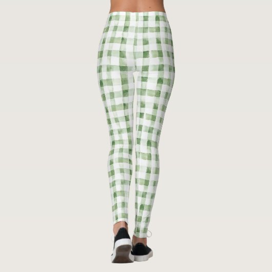 Groen Witte Gestreepte Plaid Leggings (Achterkant)