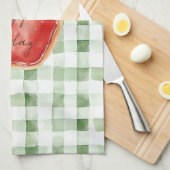 Groen Witte Gestreepte Plaid Rode Appel Per Dag Theedoek (Quarter Fold)