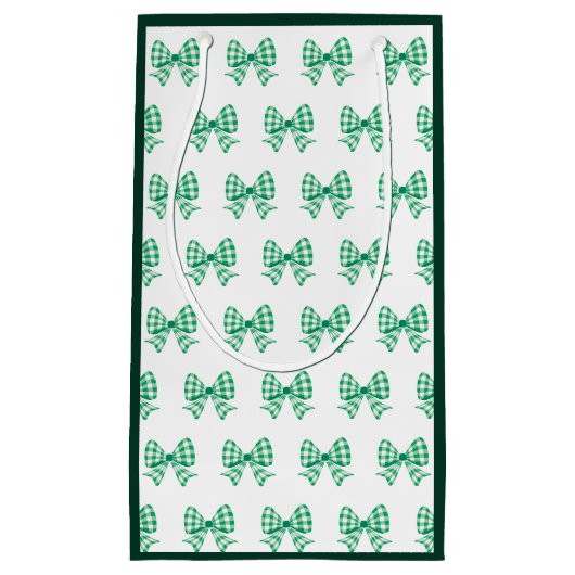 Groen-witte gingham boog patroon klein cadeauzakje (Voorkant)