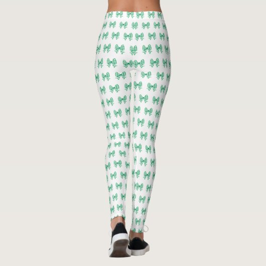 Groen-witte gingham boog patroon leggings (Achterkant)