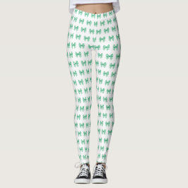 Groen-witte gingham boog patroon leggings