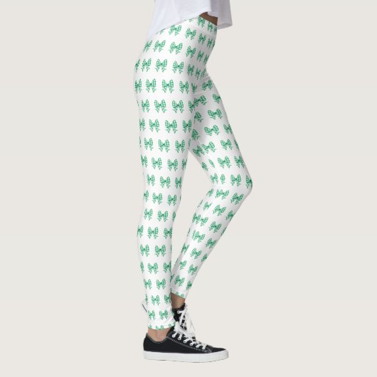 Groen-witte gingham boog patroon leggings (Rechts)