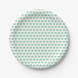 Groen-witte gingham boog patroon papieren bordje