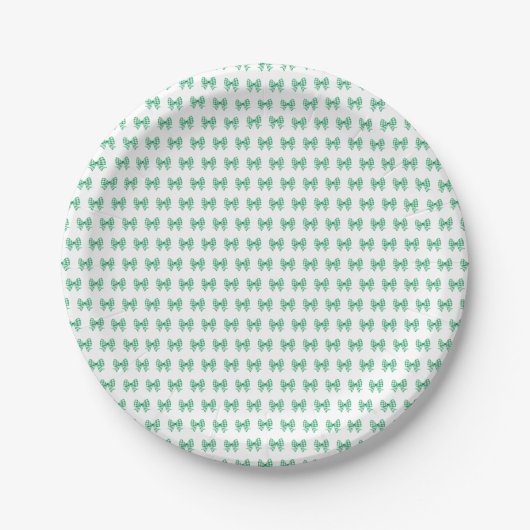 Groen-witte gingham boog patroon papieren bordje (Voorkant)