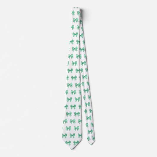 Groen-witte gingham boog patroon stropdas (Voorkant)