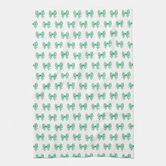 Groen-witte gingham boog patroon theedoek (Verticaal)