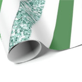 Groen Witte Glitter Gestreepte Feestdag Cadeaupapier (Rol Hoek)