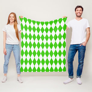 Groen Witte Harlekijn Diamanten Dammen Design Fleece Deken