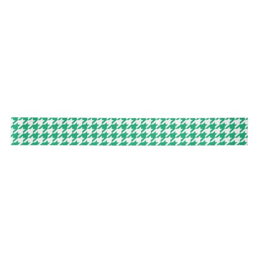 Groen Witte Houndstooth Rutcontrole Satijnen Lint (Voorkant)