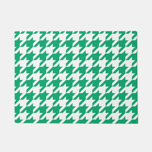 Groen Witte Houndstooth Rutpatroon Deurmat (Voorkant)