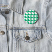 Groen Witte Houndstooth Rutpatroon Ronde Button 5,7 Cm (In situ)