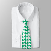 Groen Witte Houndstooth Rutpatroon Stropdas (Gebonden)