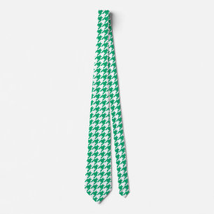 Groen Witte Houndstooth Rutpatroon Stropdas
