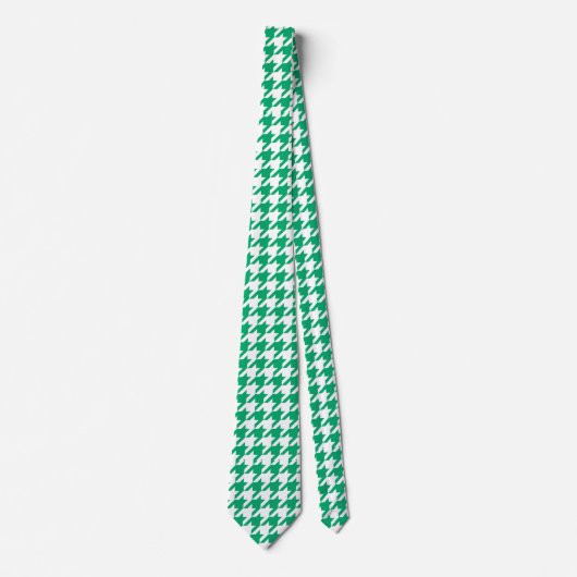 Groen Witte Houndstooth Rutpatroon Stropdas (Voorkant)