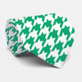 Groen Witte Houndstooth Rutpatroon Stropdas (Opgerold)