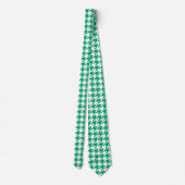 Groen Witte Houndstooth Rutpatroon Stropdas (Achterkant)