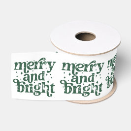 Groen & Witte Kerst Merry & Bright Vakantie Grosgrain Lint