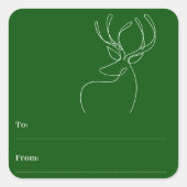Groen witte krabbel rendier modern Kerstmis Vierkante Sticker (Voorkant)