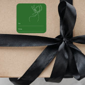 Groen witte krabbel rendier modern Kerstmis Vierkante Sticker