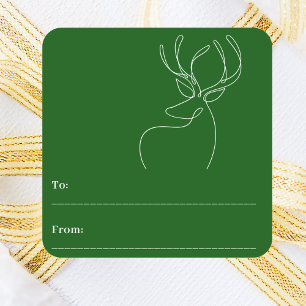 Groen witte krabbel rendier modern Kerstmis Vierkante Sticker