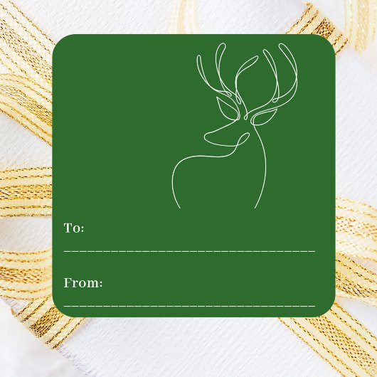 Groen witte krabbel rendier modern Kerstmis Vierkante Sticker