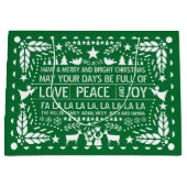 Groen witte liefde Vrede Vrede papel picado Kerstm Groot Cadeauzakje (Voorkant)