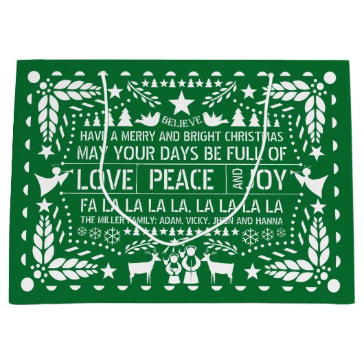 Groen witte liefde Vrede Vrede papel picado Kerstm Groot Cadeauzakje (Voorkant)
