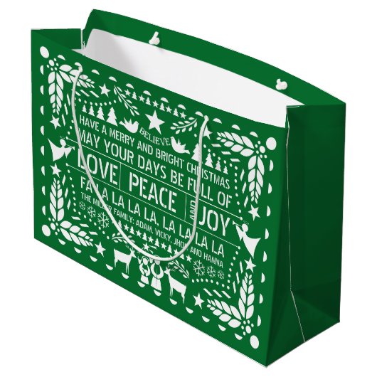 Groen witte liefde Vrede Vrede papel picado Kerstm Groot Cadeauzakje (Achterkant Gekanteld)