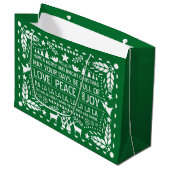 Groen witte liefde Vrede Vrede papel picado Kerstm Groot Cadeauzakje (Voorkant Gekanteld)
