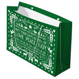 Groen witte liefde Vrede Vrede papel picado Kerstm Groot Cadeauzakje