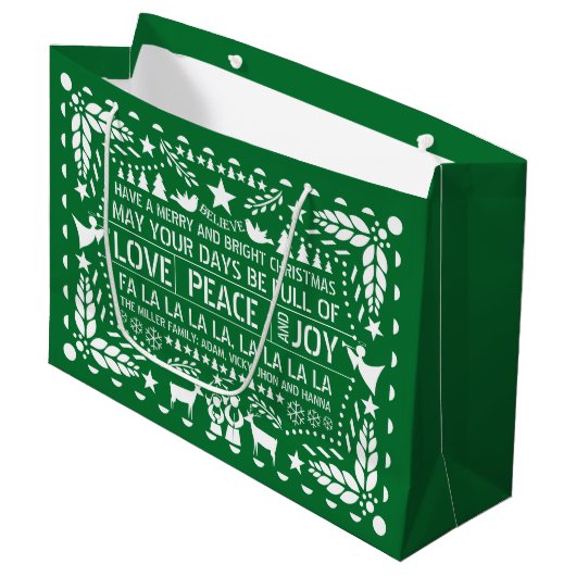 Groen witte liefde Vrede Vrede papel picado Kerstm Groot Cadeauzakje (Voorkant Gekanteld)